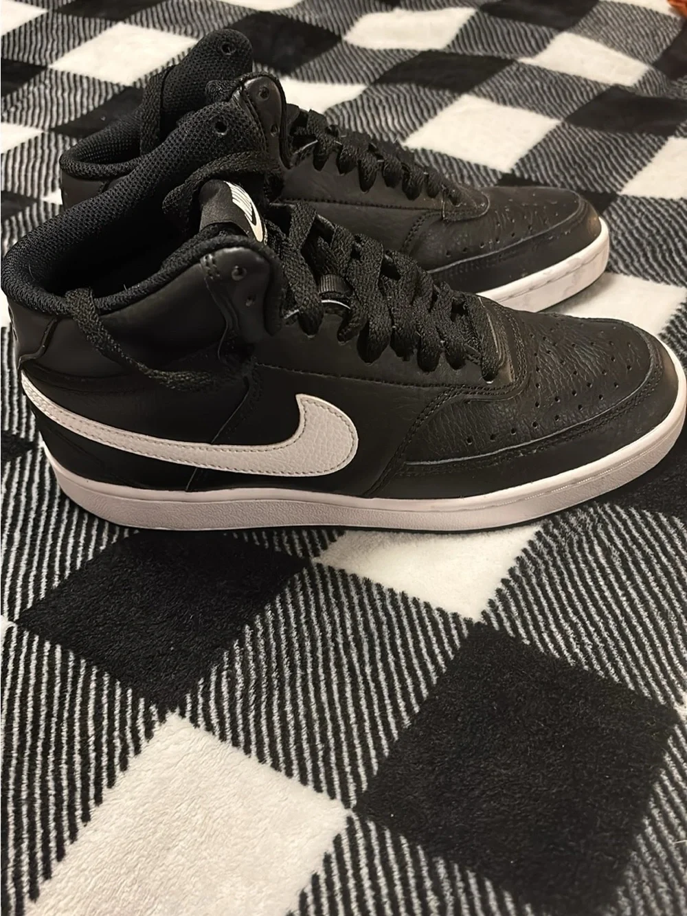 Nike Black and White Court Vision Mid Size 7.5
